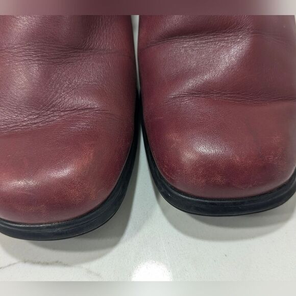 White Mountain ankle Boots VTG Burgundy wine red Leather Chelsea Fairchild  sz 7 - Picture 10 of 13
